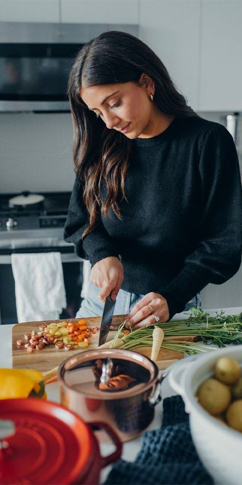 Chopping Vegetables to Prepare a Nutritious Meal.